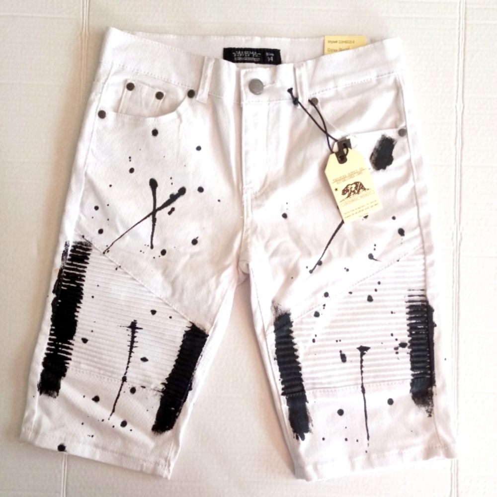 Trestles Supply Co paint splatter graffiti boys size 14 shorts NWT *